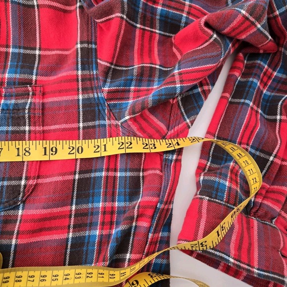 Polo Ralph Lauren Plaid Flannel Shirt Chest Pockets Size L Button‎ Down Red Blue - Picture 7 of 9